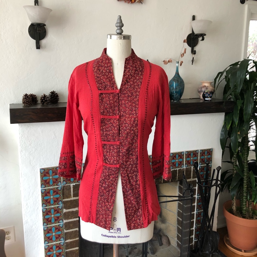 Vintage 1970s Embroidered Tunic Top Hippie Boho